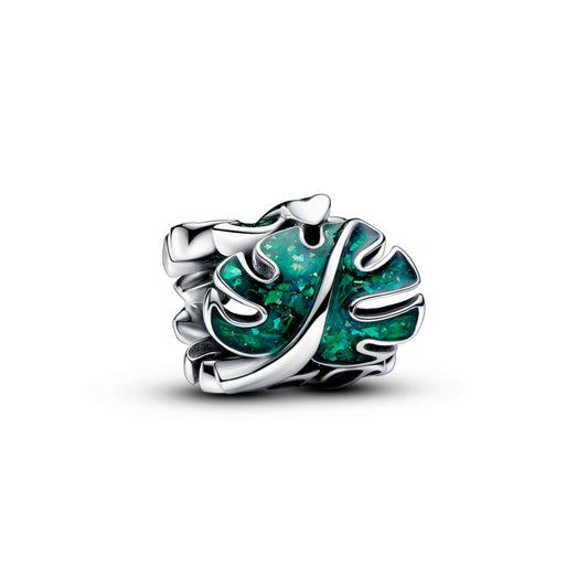 Leaf Green Enamel Bead Charm