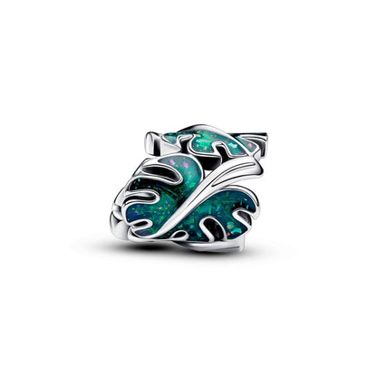 Leaf Green Enamel Bead Charm
