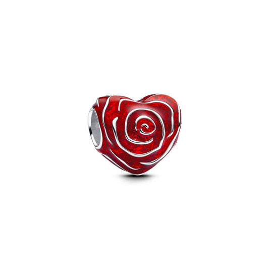 Rose Heart Bead Charm