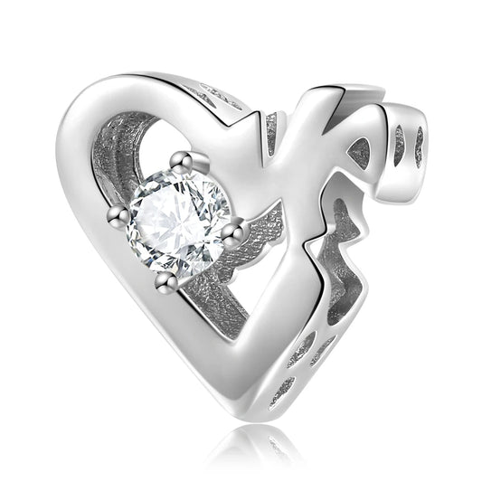 Clear CZ Heart Love Bead Charm