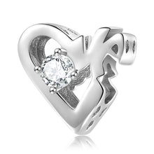 Load image into Gallery viewer, 925 Sterling Silver Clear CZ Heart Love Bead Charm