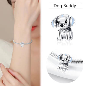 925 Sterling Silver Adorable Dog Bead Charm