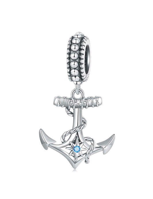 Anchor Blue CZ Dangle Charm