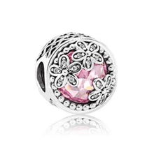 Load image into Gallery viewer, 925 Sterling Silver Dazzling Pink Murano Daisy Bead Charm