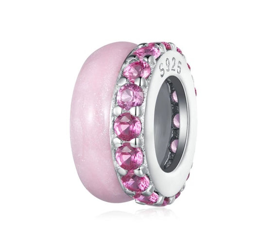 Double Layer Pink Enamel CZ Silicone Spacer/Stopper
