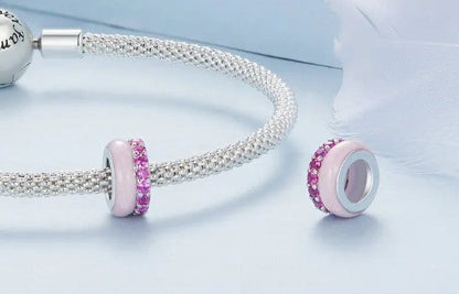 Double Layer Pink Enamel CZ Silicone Spacer/Stopper