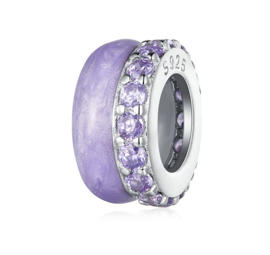 Double Layer Purple Enamel CZ Silicone Spacer/Stopper