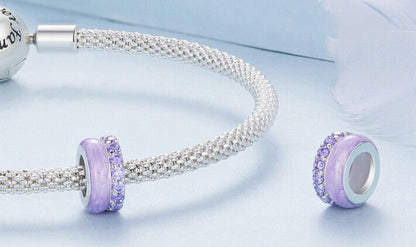 Double Layer Purple Enamel CZ Silicone Spacer/Stopper