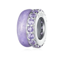 Load image into Gallery viewer, 925 Sterling Silver Double Layer Purple Enamel CZ Silicone Spacer/Stopper