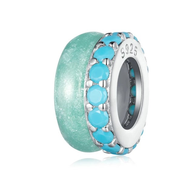 Double Layer Blue Enamel CZ Silicone Spacer/Stopper
