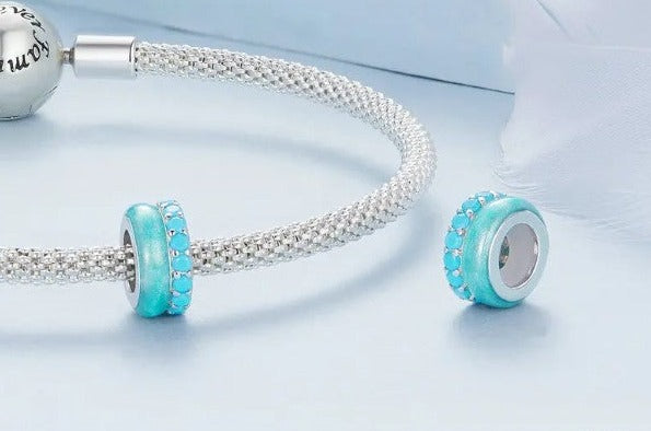 Double Layer Blue Enamel CZ Silicone Spacer/Stopper