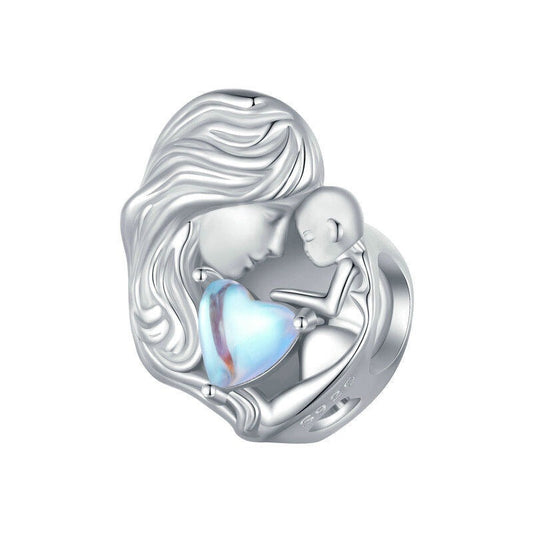 Mother and Baby "Forever Love" Moonstone Bead Charm