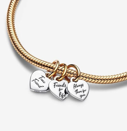 Two Tone Splittable Friendship Hearts Tripple SET Dangle Charm