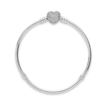 CZ Heart Clasp Snake Bracelet