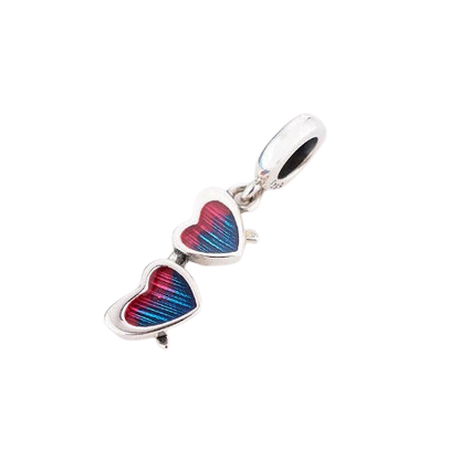 Pink and Blue Heart Shaped Sunglasses Dangle Charm
