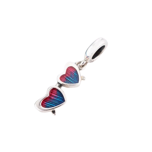Pink and Blue Heart Shaped Sunglasses Dangle Charm