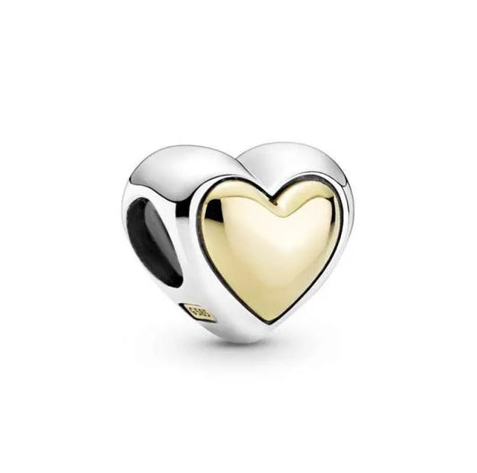 Two Tone Heart of Gold Bead Charm
