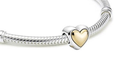 Two Tone Heart of Gold Bead Charm