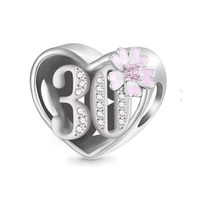 Birthday Floral Heart Bead Charm
