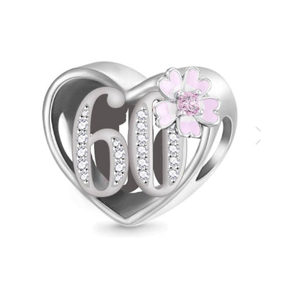 Birthday Floral Heart Bead Charm