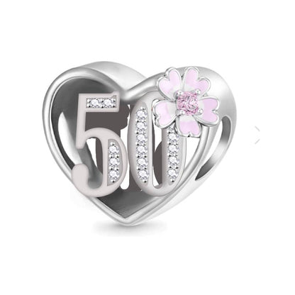 Birthday Floral Heart Bead Charm