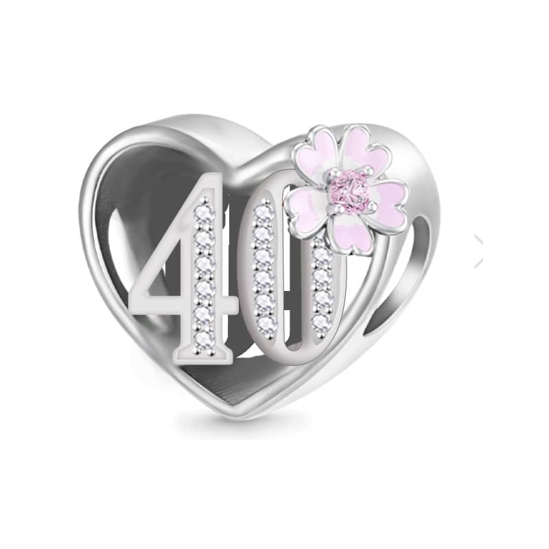 Birthday Floral Heart Bead Charm