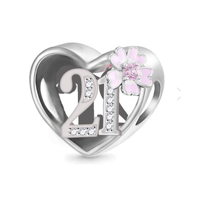 Birthday Floral Heart Bead Charm