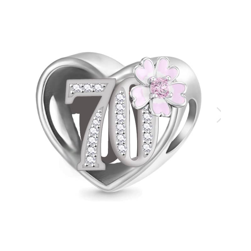 Birthday Floral Heart Bead Charm