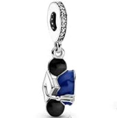 925 Sterling Silver Blue Mickey Mouse Graduation Cap Dangle Charm