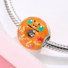 Orange Enamel Donut Bead Charm
