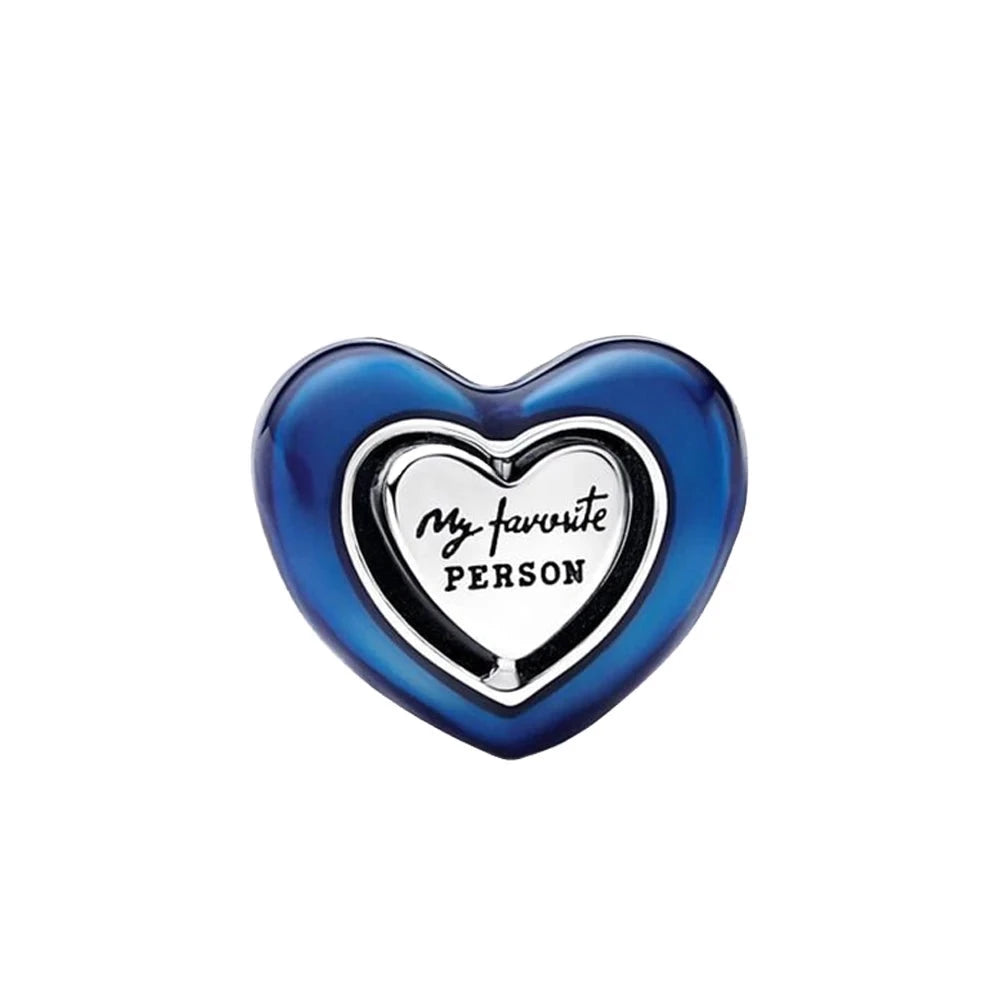 Blue Enamel Heart “My Favorite Person” Bead Charm
