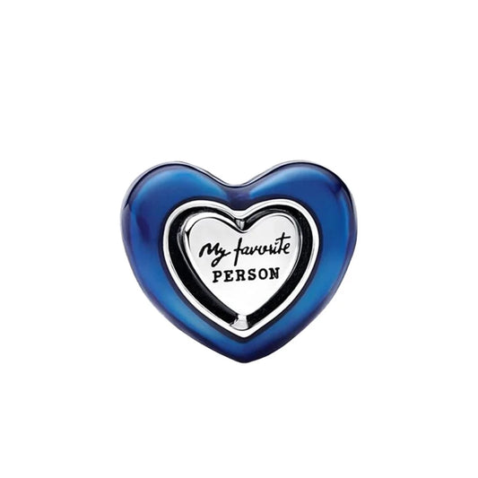 Blue Enamel Heart “My Favorite Person” Bead Charm