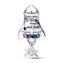 Load image into Gallery viewer, 925 Sterling Silver &#39;Love You to the Moon and Back&#39; Rocket Bead Charm