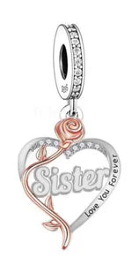 925 Sterling Silver Sister “Love You Forever” Dangle Charm