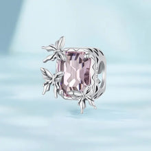 Load image into Gallery viewer, 925 Sterling Silver Pink Murano Square Butterfly Bead Charm