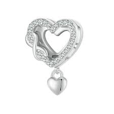 925 Sterling Silver CZ Heart Infinity Reflexion Charm