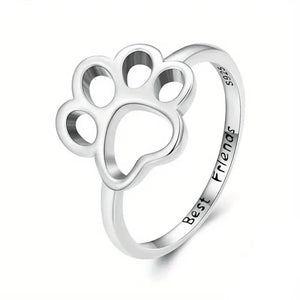 925 Sterling Silver Dog Paw Ring
