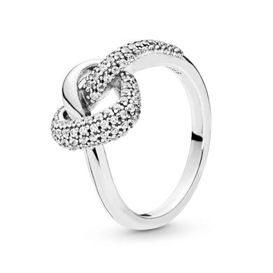 925 Sterling Silver CZ Knotted Heart Ring