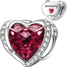 Load image into Gallery viewer, 925 Sterling Silver Heart CZ  Birthstones  Bead charm