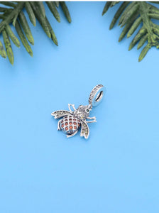 925 Sterling Silver CZ Bee Dangle Charm