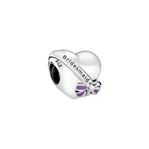 925 Sterling Silver Bridesmaid Heart Bead Charm