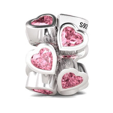 Load image into Gallery viewer, 925 Sterling Silver Pink CZ Hearts Spacer