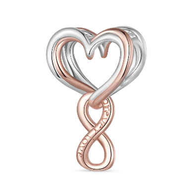 925 Sterling Silver Two Tone Infinity Heart “Forever Love” Heart Charm