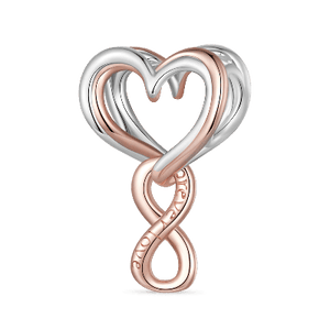 925 Sterling Silver Two Tone Infinity Heart “Forever Love” Heart Charm