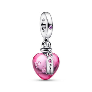 925 Sterling Silver Pink “Potion”  Heart Dangle Charm