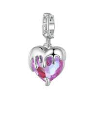 Pink Dripping Heart Dangle Charm