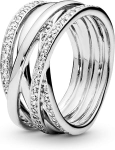 925 Sterling Silver CZ Intwined  Ring