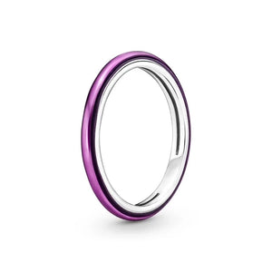 925 Sterling Silver Purple Enamel Ring