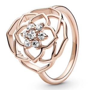 Rose Gold Plated Rose Pedals Ring