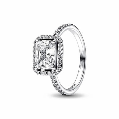 925 Sterling Silver Elegant CZ Rectangle Ring